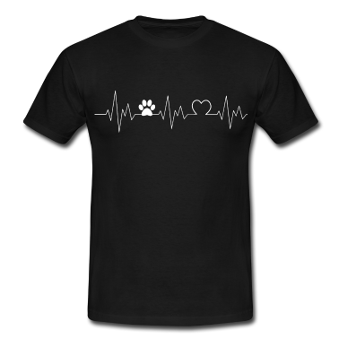 Katzen T-Shirt - Hund Katze Herzschlag EKG Pfote Dame