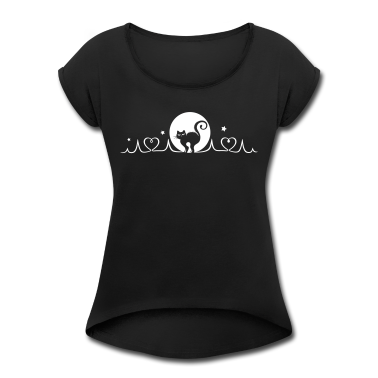 Katzen T-Shirt - Katze Herzschlag Herzfrequenz Vollmond