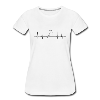 Katzen T-Shirt - KATZE Herzschlag Puls EKG Linie Katzen Kater