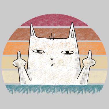 Motiv Retro Katze mit Mittelfinger Vintage Sonne Shirt
