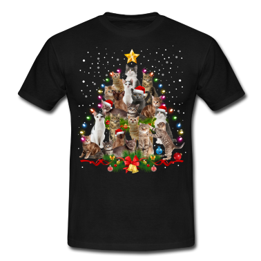 Katzen T-Shirt - Weihnachtsbaum Katzen Weihnachten