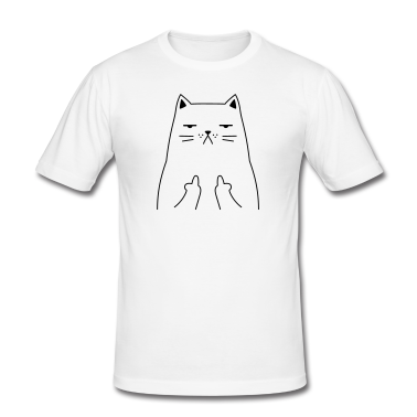 Katzen T-Shirt - Katzen-Mittelfinger-Strichzeichnungen