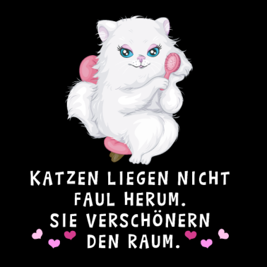 Motiv Katzen sind nicht faul Spruch weißes Kätzchen