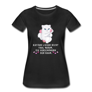 Katzen T-Shirt - Katzen sind nicht faul Spruch weißes Kätzchen