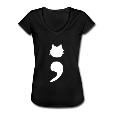 Katzen T-Shirt - Katze Semikolon