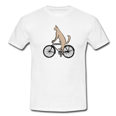 Katzen T-Shirt - Katze auf dem Fahrrad