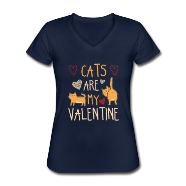 Katzen T-Shirt - Meine Katzen sind meine Valentine Funny Shirt Idee
