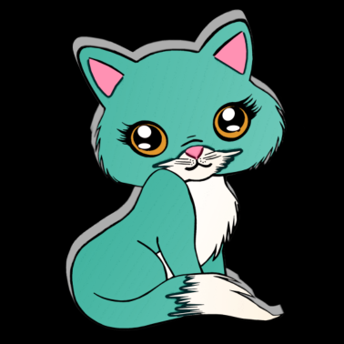 Motiv süße Katze türkies, Mädchen