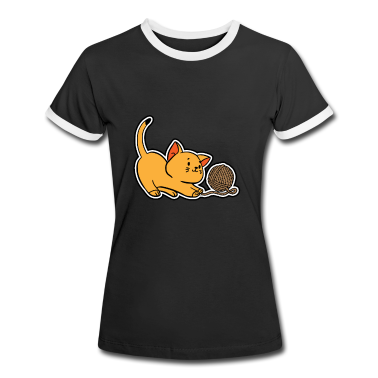 Katzen T-Shirt - Spielende Katze - Miau - Meow