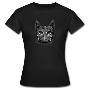Katzen T-Shirt - Niedliche Katze Kätzchen mit Mundschutz Maske