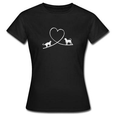 Katzen T-Shirt - Katze und Hund