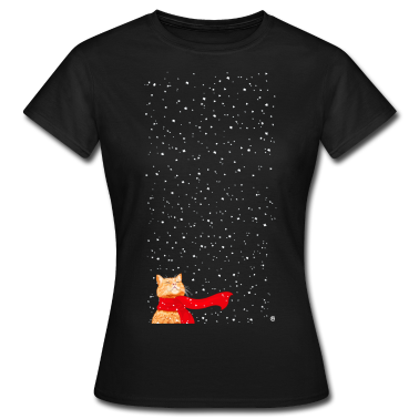 Katzen T-Shirt - Schneekatze getigert (lang)