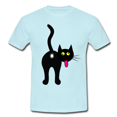 Katzen T-Shirt - Katze von hinten, coole Katze, schwarze Katze