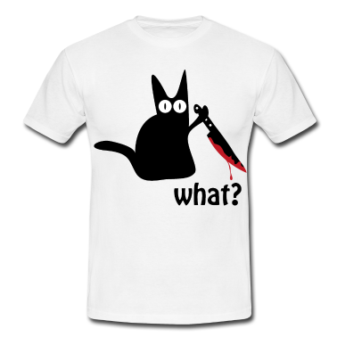 Katzen T-Shirt - Katze Messer Blut Halloween
