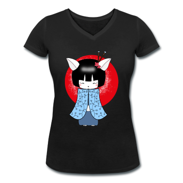 Katzen T-Shirt - Katze Geisha Japan