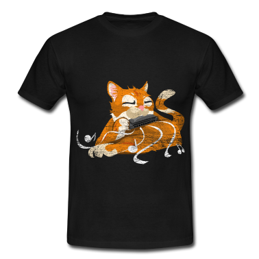 Katzen T-Shirt - Mundharmonika Katze