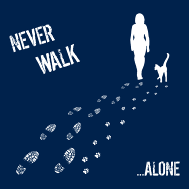 Motiv Never Walk alone Frau Katze