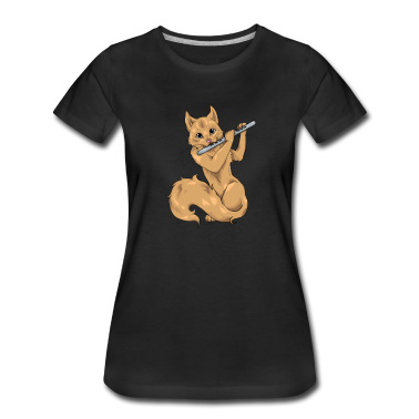 Katzen T-Shirt - Querflöte Flöte Katze Flötenspieler Altflöte Flute