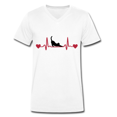 Katzen T-Shirt - Herzschlag mit Herz und Katze