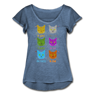 Katzen T-Shirt - Die Katze auf 6 Sprachen