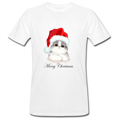 Katzen T-Shirt - Frohe Weihnachten Frohes Fest Weihnachtsmann Katze