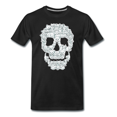 Katzen T-Shirt - Skull Cat Katzen Totenkopf