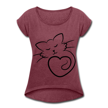 Katzen T-Shirt - 4 Katze Herz Tierlieb