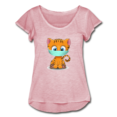 Katzen T-Shirt - Mundschutz Tiger Katze