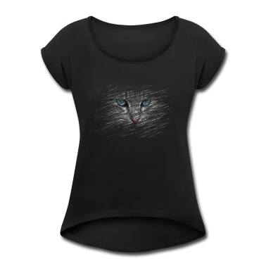 Katzen T-Shirt - GRAUE KATZE PORTRAIT Geschenkidee Motiv Design Süß