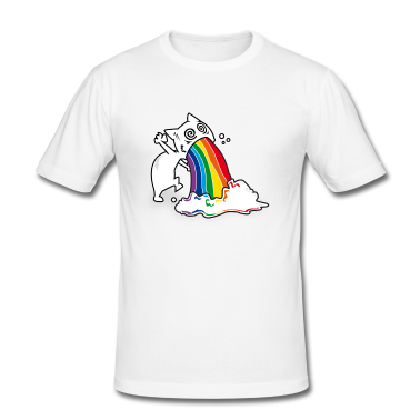 Katzen T-Shirt - Regenbogenkotze Katze