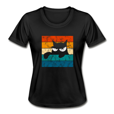 Katzen T-Shirt - Katzenaugen Katze Kätzchen Miau Kater Retro Katzen