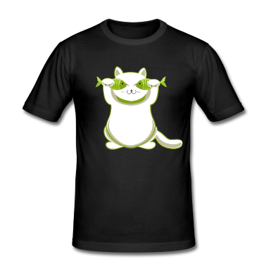Katzen T-Shirt - CatFish - Katze mit Fischen vor den Augen
