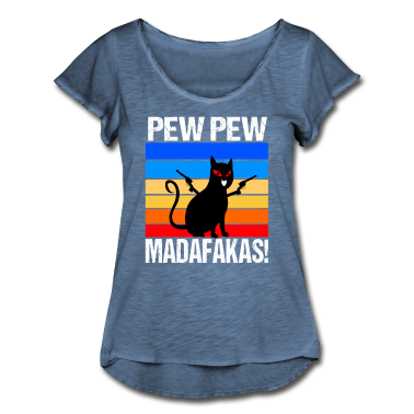 Katzen T-Shirt - Katze Pew Pew Madafakas Retro Vintage funny Cat