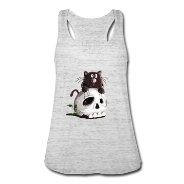 Katzen Tank Top - Schwarze Katze und Totenkopf Comic