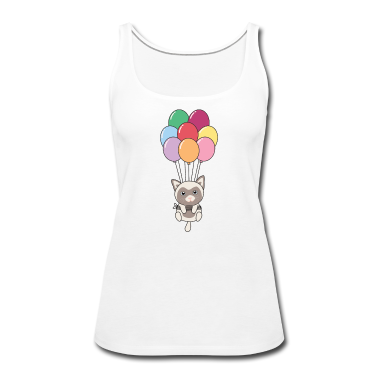 Katzen Tank Top - Katze fliegt mit bunten Luftballons nach oben