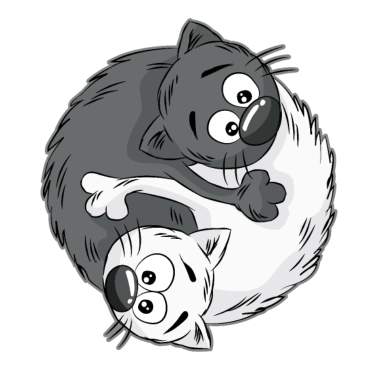 Motiv YIN Und YANG Katzen Kätzchen lustig Katze Cartoon