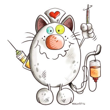 Motiv Krankenschwester Katze mit Herz - Comic