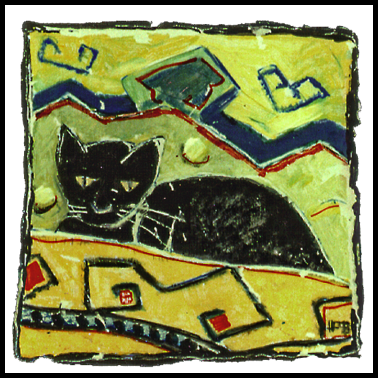 Motiv Schwarze Katze auf Sofa