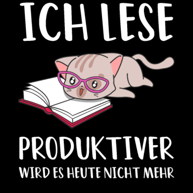 Motiv Ich lese Katze Kawaii Bücher Bücherwurm Leseratte
