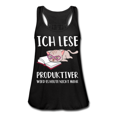 Katzen Tank Top - Ich lese Katze Kawaii Bücher Bücherwurm Leseratte