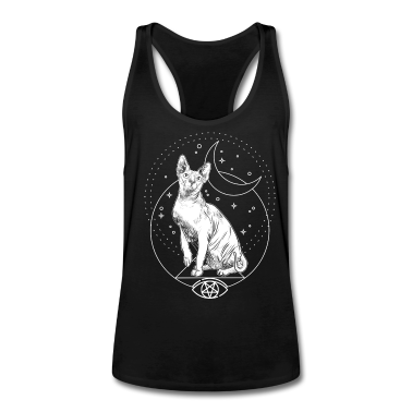 Katzen Tank Top - Katze Spynx Pentagramm Mond Sterne Hexe