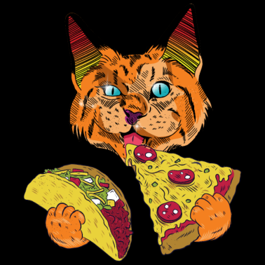 Motiv Coole Katze mit Pizza und Taco