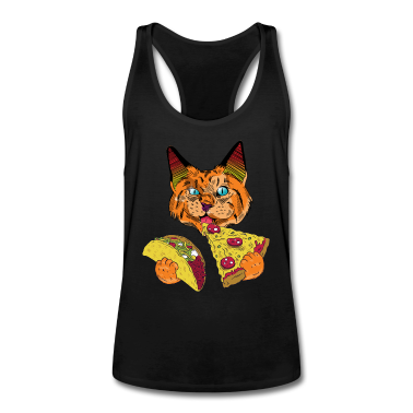 Katzen Tank Top - Coole Katze mit Pizza und Taco