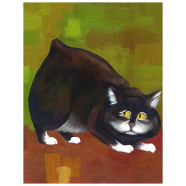 Motiv Fat Cat Painting - Schwarz / Weiß - Süße Tiere