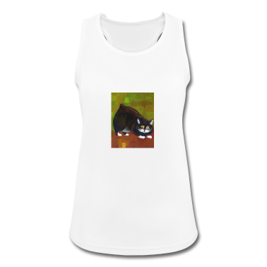 Katzen Tank Top - Fat Cat Painting - Schwarz / Weiß - Süße Tiere