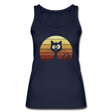 Katzen Tank Top - Funky Retro Sunset Katze Vintage Katzen Silhouette