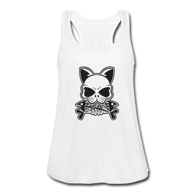 Katzen Tank Top - Totenkopf Katze mit Fischgräten im Mund