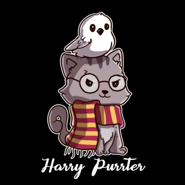 Motiv Katzen Harry Purrter Zauberer mit Eule Potter Fans
