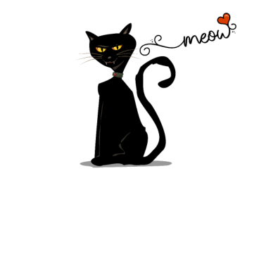 Motiv Schwarze Katze meow mit Herz