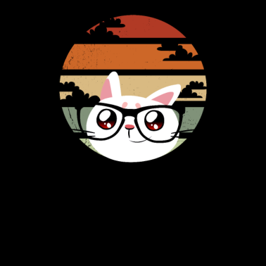 Motiv Katze Brille Vintage Retro Katzen süß